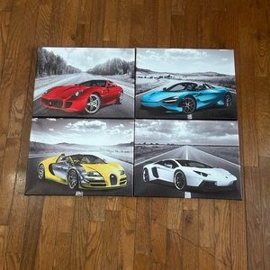 Four car paintings like new no damage.
